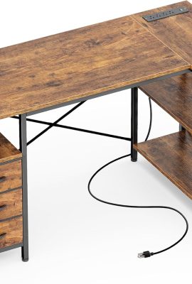 Huuger L Shaped Office Desk with Power Outlets, 47 Inch Computer Desk...