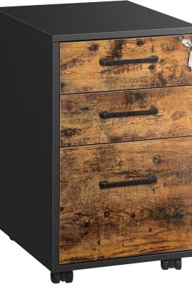 SONGMICS File Cabinet, Pre-Assembled Except Wheels and Handles, Office Filing Cabinet with Lock, for A4, Legal, Letter Sized Documents, 17.7 x 14.4 x 23.6 Inches, Rustic Brown and Black UOFC110B01V1 SONGMICS File Cabinet, Pre-Assembled Except Wheels and Handles, Office Filing Cabinet with Lock, for A4, Legal, Letter Sized Documents, 17.7 x 14.4 x 23.6 Inches, Rustic Brown and Black UOFC110B01V1