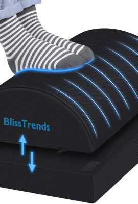 BlissTrends Foot Rest for Under Desk at Work-Versatile Foot Stool with Washable Cover-Comfortable Footrest with 2 Adjustable Heights for Car,Home and Office to Relieve Back,Lumbar,Knee Pain-Black