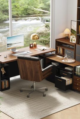 Home Office Furniture Set, 70″ Electric Standing Desk...