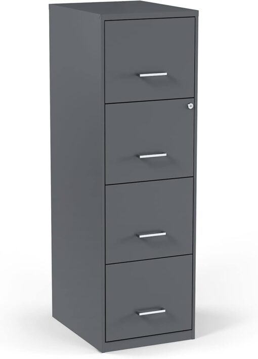 STAPLES 4-Drawer Vertical File Cabinet, Letter Size Documents, Lockable, 18.9″ D x 14.3″ W x 45.8″ H, Charcoal