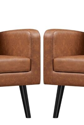 Yaheetech Mid-Century Accent Chairs, PU Leather Modern Upholstered...