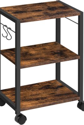 Printer Stand, 3-Tier Under Desk Rolling Cart with Storage Shelf, Heavy Duty Printer Table with Wheels for Home and Office, Printer Shelf with 2 Hooks, Small Spaces, Rustic Brown PTHR4001Z Printer Stand, 3-Tier Under Desk Rolling Cart with Storage Shelf, Heavy Duty Printer Table with Wheels for Home and Office, Printer Shelf with 2 Hooks, Small Spaces, Rustic Brown PTHR4001Z