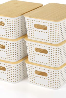 Plastic Storage Baskets With Bamboo Lid – Plastic Storage Containers...