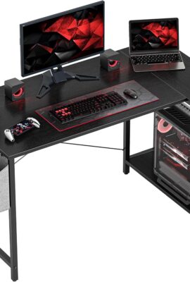 CubiCubi L Shaped Desk, 40 Inch Computer Desk with Reversible Storage Shelves Home Office Corner Desk Study Writing Table, Black