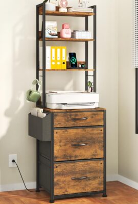 GYIIYUO 3 Drawer Tall 69”H File Cabinet with Charging Station,...