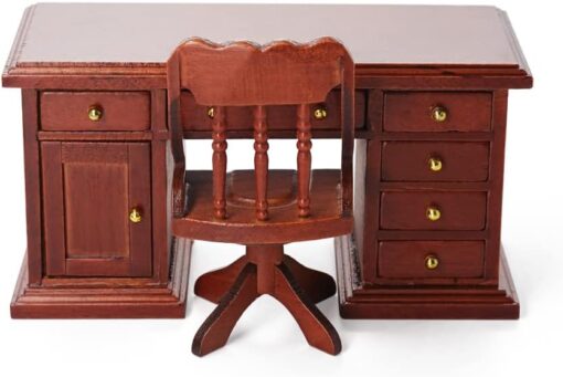 Odoria 1/12 Miniature Office Desk and Chair Dollhouse Furniture Accessories