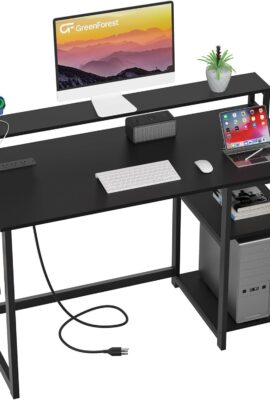 GreenForest 40 inch Computer Desk with Power Outlets, Small Home Office...