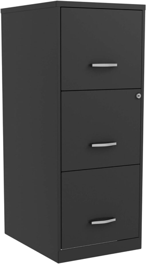 Lorell NuSparc 3 Drawer Locking Filing Cabinet | Pre-Assembled Steel Construction | Space-Saving Design is Perfect for Home and Small Office | Letter-Size | Assembled in North America