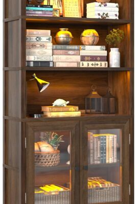 TVU 5-Tier Bookshelf, 65″ Bookshelf with Multi-Color Ambient...