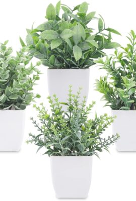 Der Rose 4 Pack Fake Plants Mini Artificial Greenery Potted Plants... Der Rose 4 Pack Fake Plants Mini Artificial Greenery Potted Plants...