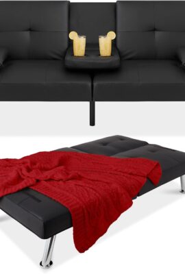 Best Choice Products Faux Leather Upholstered Modern Convertible Futon,...