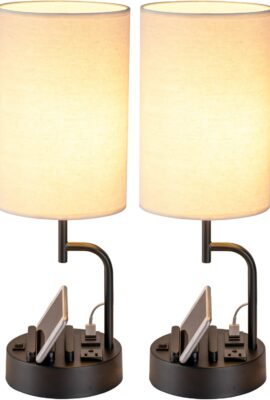 Dreamholder Table Lamp with 3 USB Charging Ports, Modern Desk Lamp...