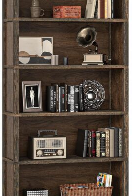 TVU 5-Tier Solid Wood Book Shelf, Floor Standing Bookcase, 65″...