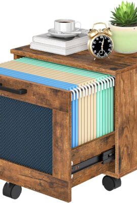 HOOBRO File Cabinet, Rolling File Cart, Under Desk Small Filing Cabinet, File Organizer Box, Home Office File Basket with Drawer for A4, Letter Files, Rustic Brown and Black BF11WJ01G1 HOOBRO File Cabinet, Rolling File Cart, Under Desk Small Filing Cabinet, File Organizer Box, Home Office File Basket with Drawer for A4, Letter Files, Rustic Brown and Black BF11WJ01G1