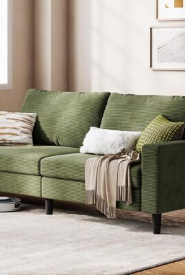 LINSY 79” Loveseat Sofa: Comfy Corduroy Love Seat Couch with...