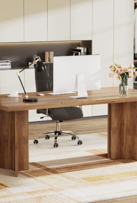 Tribesigns 63-inch Executive Desk, Vintage Home Office Computer Desk... Tribesigns 63-inch Executive Desk, Vintage Home Office Computer Desk...