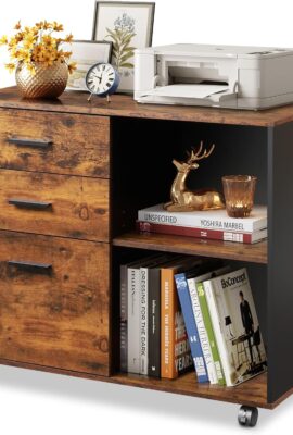 DEVAISE 3 Drawer Mobile File Cabinet, Wood Lateral Filing Cabinet,... DEVAISE 3 Drawer Mobile File Cabinet, Wood Lateral Filing Cabinet,...