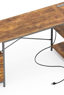 Huuger L Shaped Desk with Power Outlets, 63 Inch Reversible Computer...