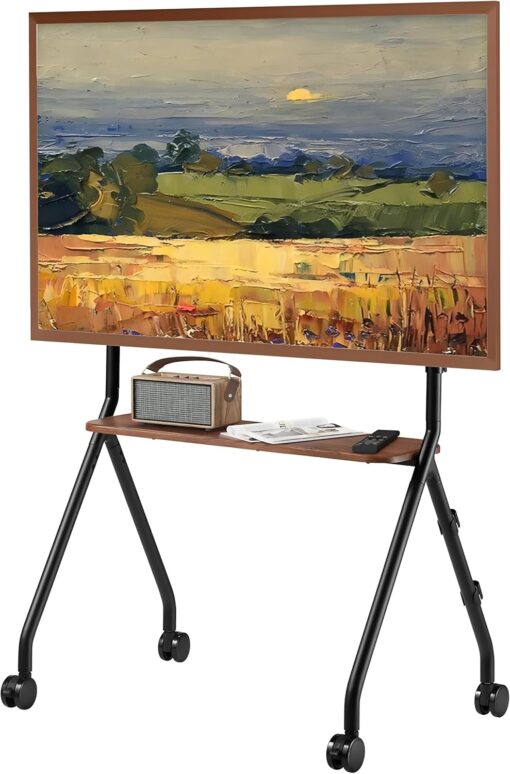 ECOTINY Easel Rolling TV Stand for 49-80 Inch TV Screen up to 110 LBS, Portable TV Stand with Wheels, Rolling TV Cart for Business, Office, School, Home, Black