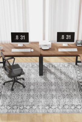 Modern Grey 60″ x 75″ Hard floor Chair Mats, Machine Wash Computer Chair Mat for Hardwood,Easy Glide Rolling Chairs Mat for Office & Home,Anti-Slip Floor Protector for Tile Floors,Foldable Office Mats