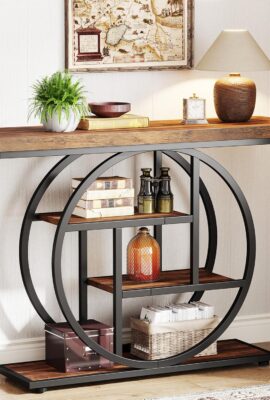 Tribesigns 41.3″ Console Table, Industrial 4-Tier Sofa Table...