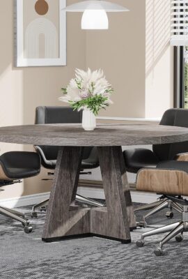 Tribesigns 47-Inch Round Conference Table for 4-6 People, Wooden Meeting...