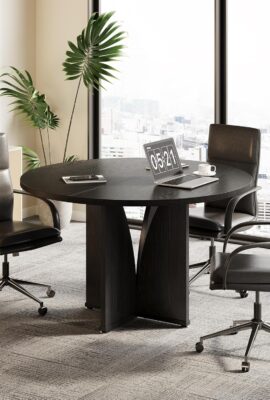 LITTLE TREE 39-Inch Small Conference Table for 4, Round Meeting Table...