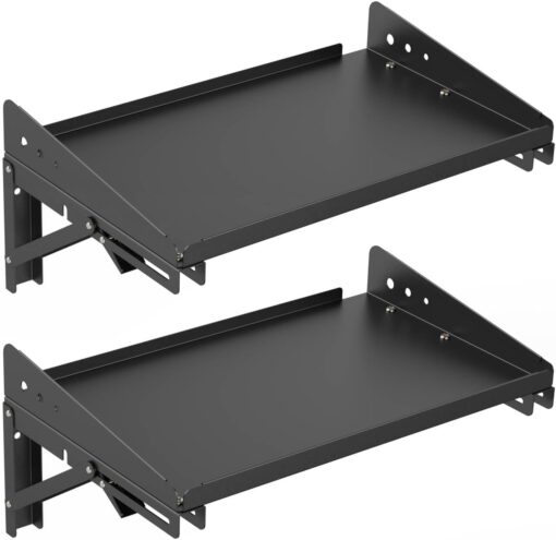 ULIBERMAGNET Garage Folding Storage Rack Shelves,200LB Metal Wall Mounted Adjustable Rail Shelf for Garage,Power Tools,Toolbox,Storage Shelves with Lip for Workshop Kitchen Office (2 Pack)