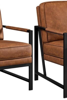 Yaheetech PU Leather Armchairs, Retro Leisure Accent Chair with Extra...