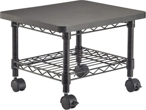 Safco Onyx Rolling Cart Printer Stand, Under-Desk Mobile Utility Table for Home Office with Steel Shelf, Black