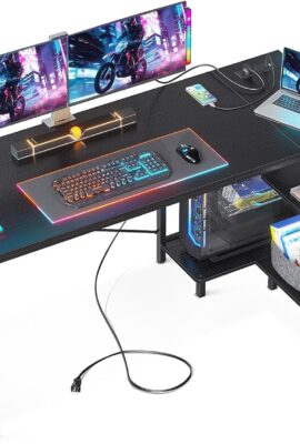 ODK 55 Inch Small L Shaped Computer Desk with Power Outlets, Corner...