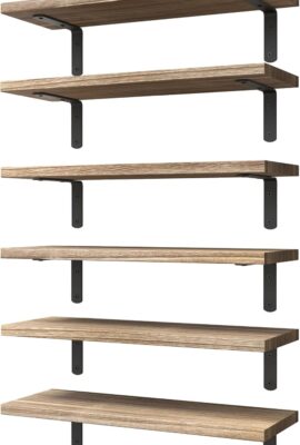 WOPITUES Wood Floating Shelves Set of 6, Shelves for Wall Decor, Farmhouse...