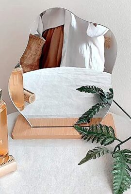 Irregular Aesthetic Vanity Mirror Frameless, Decorative Desk Tabletop Acrylic Mirrors with Wooden Stand for Living Room, Bedroom, Office and Minimal Spaces Home Decor – Cloud Shape Irregular Aesthetic Vanity Mirror Frameless, Decorative Desk Tabletop Acrylic Mirrors with Wooden Stand for Living Room, Bedroom, Office and Minimal Spaces Home Decor – Cloud Shape