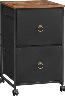 HOOBRO 2 Drawer Mobile File Cabinet, Rolling Printer Stand, Vertical Filing Cabinet, Office Drawers, Filing Cart for Home Office, A4/Letter Size, Nonwovens Drawer, Black and Rustic Brown BFK20WJ01