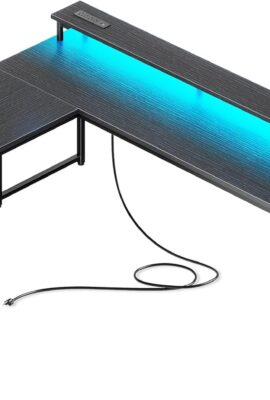 PRAISUN 66″ L Shaped Gaming Desk with LED Lights & Power Outlets, Computer Desk with Fabric Drawers and Print Stand, Corner Office Desk, Monitor Stand, Mesh CPU Stand, Black PRAISUN 66″ L Shaped Gaming Desk with LED Lights & Power Outlets, Computer Desk with Fabric Drawers and Print Stand, Corner Office Desk, Monitor Stand, Mesh CPU Stand, Black