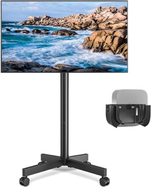 Rfiver Mobile TV Cart Rolling TV Stand for 23-65 Inch Screens, Portable TV Stand on Wheels with Tilt and Height Adjustable, Outdoor TV Mount Stand Holds up to 88 lbs for Home Office MAX VESA 400x400mm