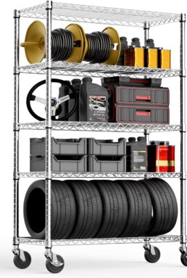 5-Shelf Storage Shelves,Wire Shelving Heavy Duty Metal Storage Shelving...