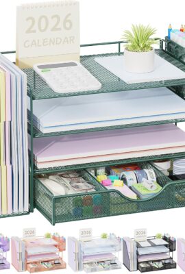 gianotter 4-Tier Desk Organizer with Drawers, File Holders, Letter Trays and Pen Holders – Workspace Accessories for Office Supplies (Green) gianotter 4-Tier Desk Organizer with Drawers, File Holders, Letter Trays and Pen Holders – Workspace Accessories for Office Supplies (Green)