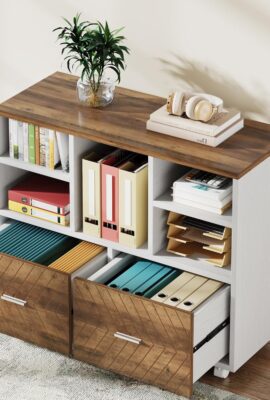 Tribesigns 2-Drawer Wood File Cabinet, Mobile Lateral Filing Cabinet for Hanging Letter Size Files, Printer Stand with Open Storage Shelves for Home Office (Oak Karo & White) Tribesigns 2-Drawer Wood File Cabinet, Mobile Lateral Filing Cabinet for Hanging Letter Size Files, Printer Stand with Open Storage Shelves for Home Office (Oak Karo & White)