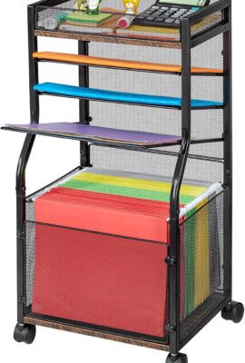 5-Tier Rolling File Cart with Hanging File Folders, Mobile Desk File... 5-Tier Rolling File Cart with Hanging File Folders, Mobile Desk File...