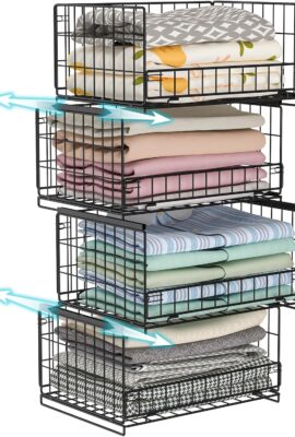 4-Tier Sliding Closet Organizers and Storage Shelves, Stackable Closet...