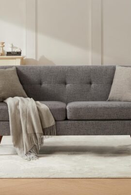 Tbfit 65″ W Loveseat Sofa, Mid Century Modern Love Seat Couches...