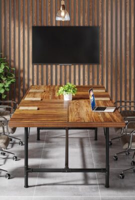 Tribesigns 6FT Conference Table, Rustic Rectangle 70.8″ W x... Tribesigns 6FT Conference Table, Rustic Rectangle 70.8″ W x...