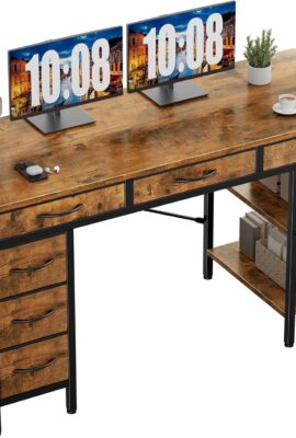 Sweetcrispy 55″ Computer Desk with 6 Drawers, Home Office Gaming...