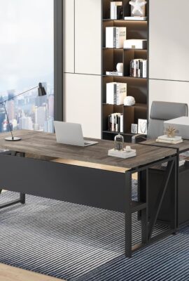 Tribesigns 63″ Executive Desk with Reversible File Cabinet, Large L-Shaped Office Desk with Drawers, Business Furniture Workstation for Home Office (Dark Oak, 63-inch)