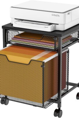 Rolling File Cabinet Cart, Printer Stand with Storage Drawer, Mobile Filing Cabinet on Lockable Wheel, Printer Cart with Hanging File Folder Organizer Beside Under Desk for Office Home(Patent Pending)