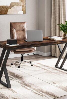 Tribesigns Writing Computer Desk, 55 inch Heavy Duty Study Desk with...