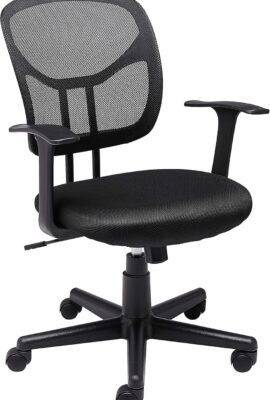 Amazon Basics Mesh Mid-Back Adjustable-Height 360-Degree Swivel Office...