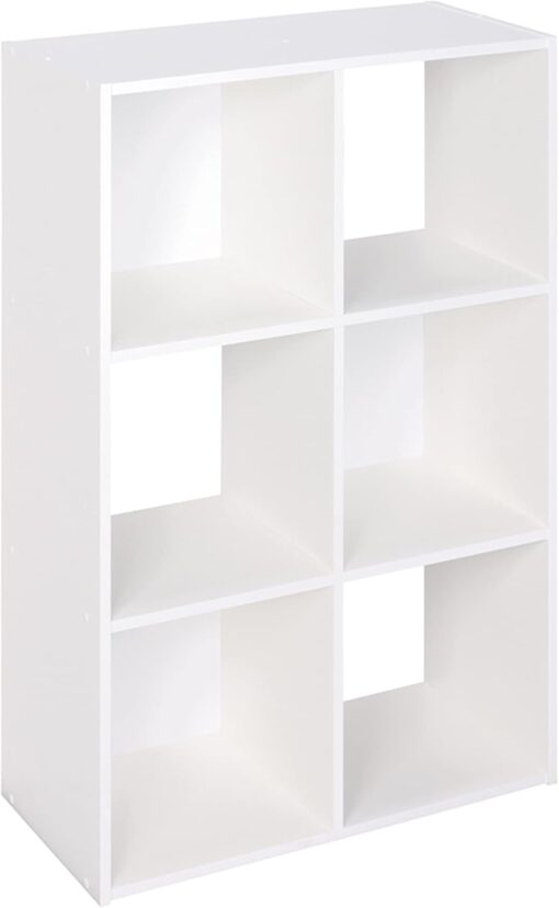 ClosetMaid Cubeicals 6 Cube Storage Shelf Organizer Bookshelf, Stackable, Vertical or Horizontal, Easy Assembly, Wood, White Finish